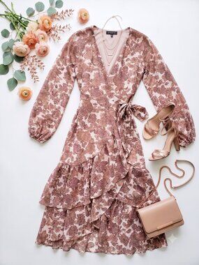 Dynamite Floral Ruffled Wrap Maxi Dress
